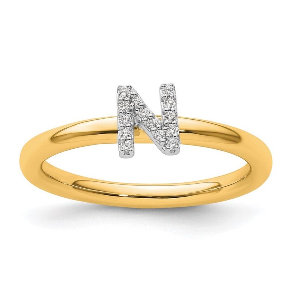Kazi Luxury 14k Yellow Gold Stackable Diamond Ini… - image 1